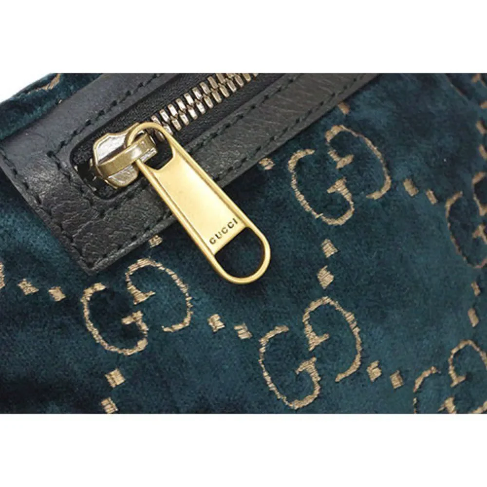 Gucci Waist Bag Diagonal GG Pattern GG Marmont Webbing Velvet Leather Navy - Picture 6 of 7